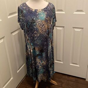 Connected Apparel 20W Aline dress back zip slash pockets polyester spandex